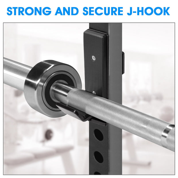 Pair of J Hooks for Power Rack, Squat Rack – J Hook Weight Rack (2 inch Square Tube)