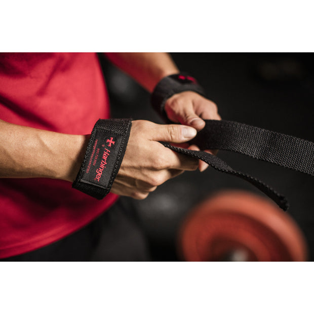 Padded Cotton Lifting Straps with NeoTek Cushioned Wrist (Pair), Black
