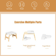 Yoga Headstand Bench Wood Stand w/ PVC Pads for Family Gym Relieve Fatigue