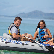 Intex Excursion 5 Person Inflatable Rafting and Fishing Boat Set with 2 Oars