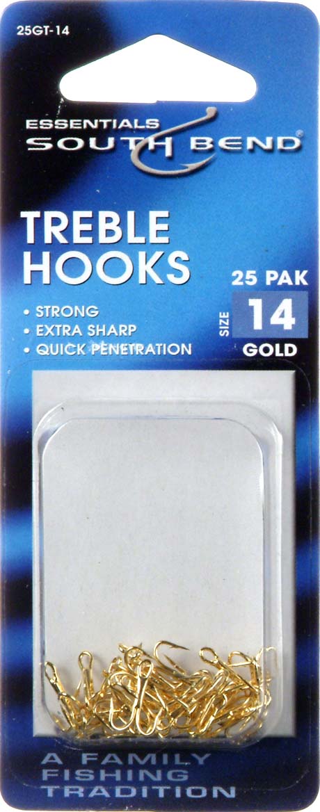 Gold Treble Hook - Size 14, 25 Count