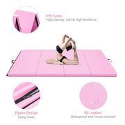 4' x 8' x 2'' Foldable Gymnastics Mat Four Panels Gym Mat with PU Leather and EPE Foam Blue/Pink
