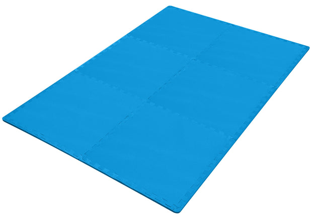 1/2" Thick Flooring Puzzle Exercise Mat with High Quality EVA Foam Interlocking Tiles, 6 Piece, 24 Sq Ft, Blue