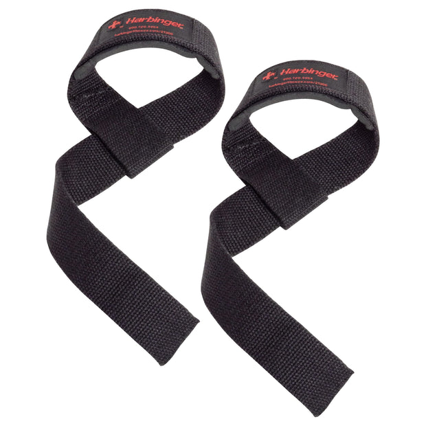 Padded Cotton Lifting Straps with NeoTek Cushioned Wrist (Pair), Black