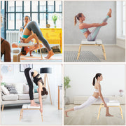 Yoga Headstand Bench Wood Stand w/ PVC Pads for Family Gym Relieve Fatigue