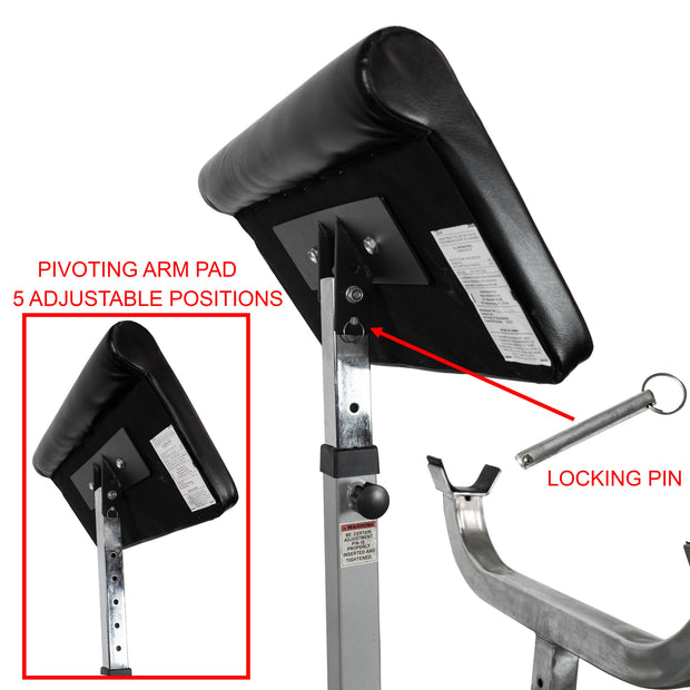 Fitness CB-11 Standing Arm Curl Station for Strength Training w/Pivot and Contoured Arm Rest