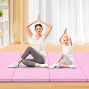 4' x 8' x 2'' Foldable Gymnastics Mat Four Panels Gym Mat with PU Leather and EPE Foam Blue/Pink