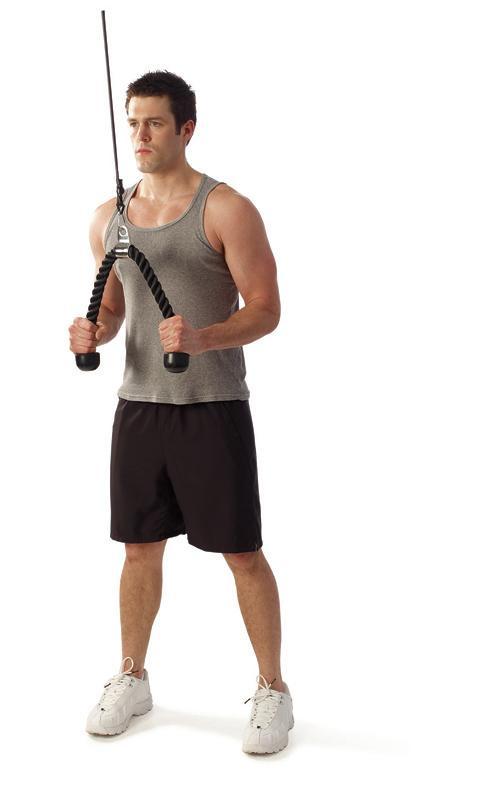 Rope Pulldown, 27 Inch Heavy Duty Coated Nylon Rope With Solid Rubber Ends And Chrome Plated Attachment, Connects To Any Universal Gym System