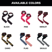 Padded Cotton Lifting Straps with NeoTek Cushioned Wrist (Pair), Black