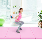 4' x 8' x 2'' Foldable Gymnastics Mat Four Panels Gym Mat with PU Leather and EPE Foam Blue/Pink