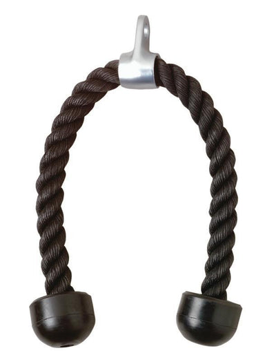 Rope Pulldown, 27 Inch Heavy Duty Coated Nylon Rope With Solid Rubber Ends And Chrome Plated Attachment, Connects To Any Universal Gym System