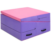 Best Choice Products 60x30x14in Folding 2-Panel Foam Cheese Wedge Incline Gym Mat for Tumbling, Aerobics, Cheer, Dance w/ Handles - Pink/Purple