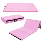 4' x 8' x 2'' Foldable Gymnastics Mat Four Panels Gym Mat with PU Leather and EPE Foam Blue/Pink